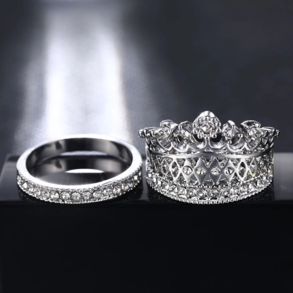 NEW!💙💎GORGEOUS! CROWN 👑 RING BAND SET!💎💎NICE! - Picture 4 of 8